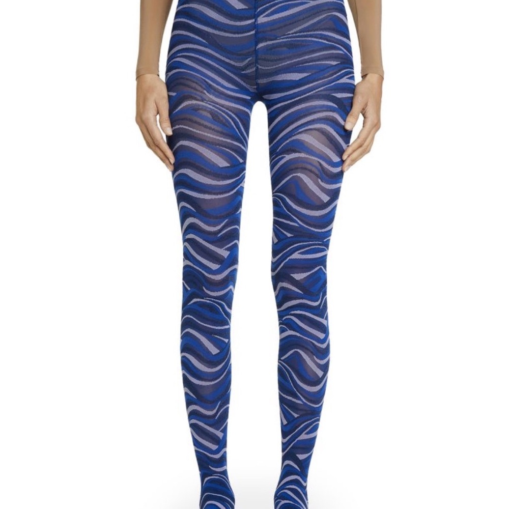 Wave Pattern Blue Pantyhose from Maison Soksi